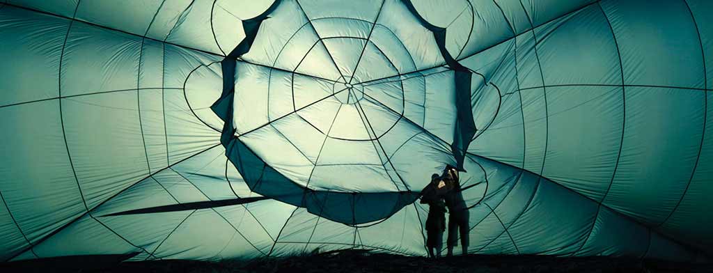 View of inflating hot air balloon